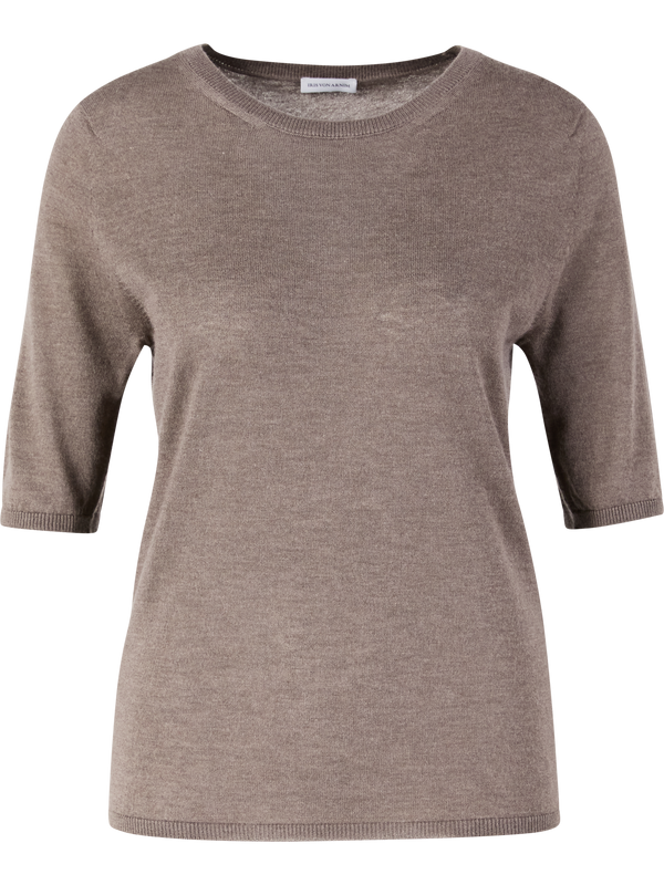 'Lily' T-shirt in Superfine Cashmere, Taupe Delight