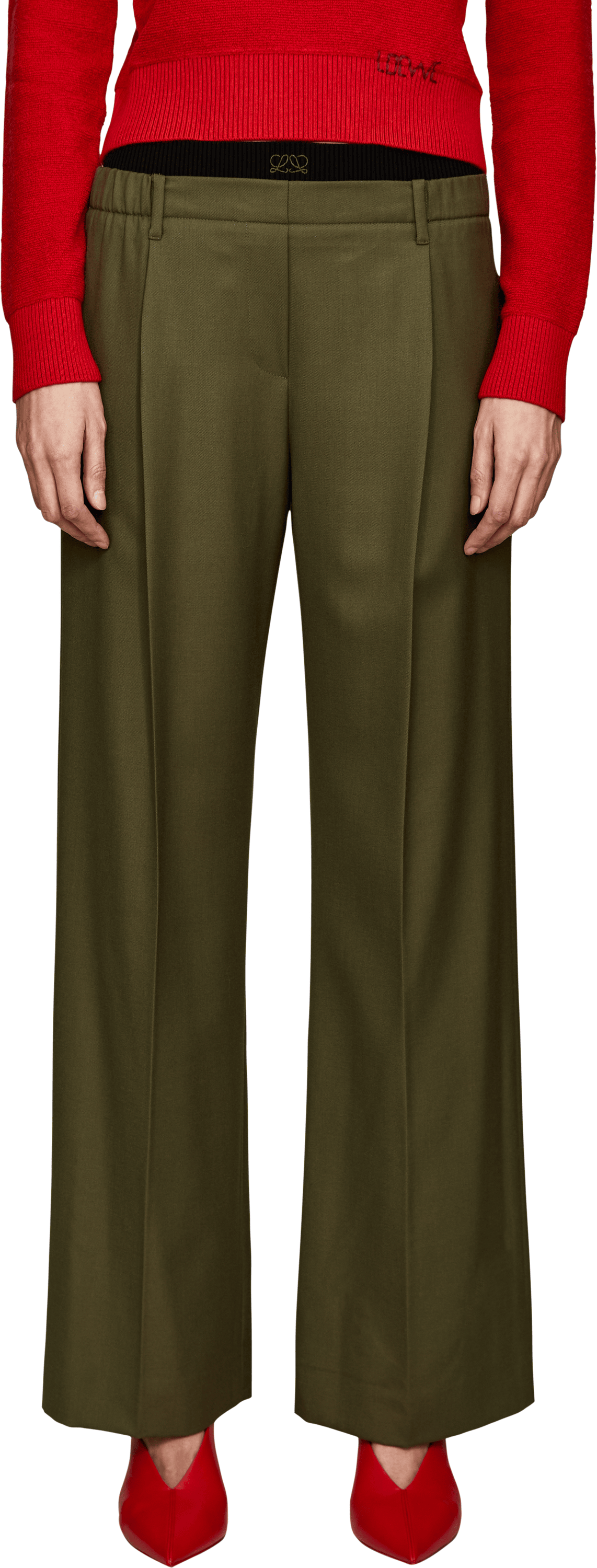 LOEWE Bundfaltenhose Khaki, Frontansicht – UNGER.DE