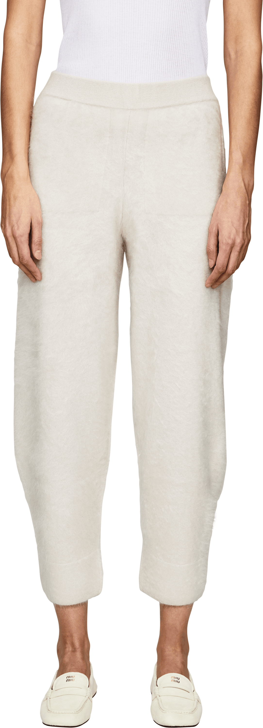 Iris von Arnim Cashmere-Hose 'Darbie Brushed' Alabaster, Frontansicht – UNGER.DE