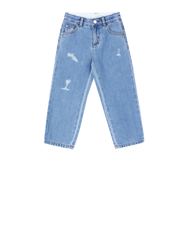 Straight-Leg-Jeans im Used-Look Hellblau