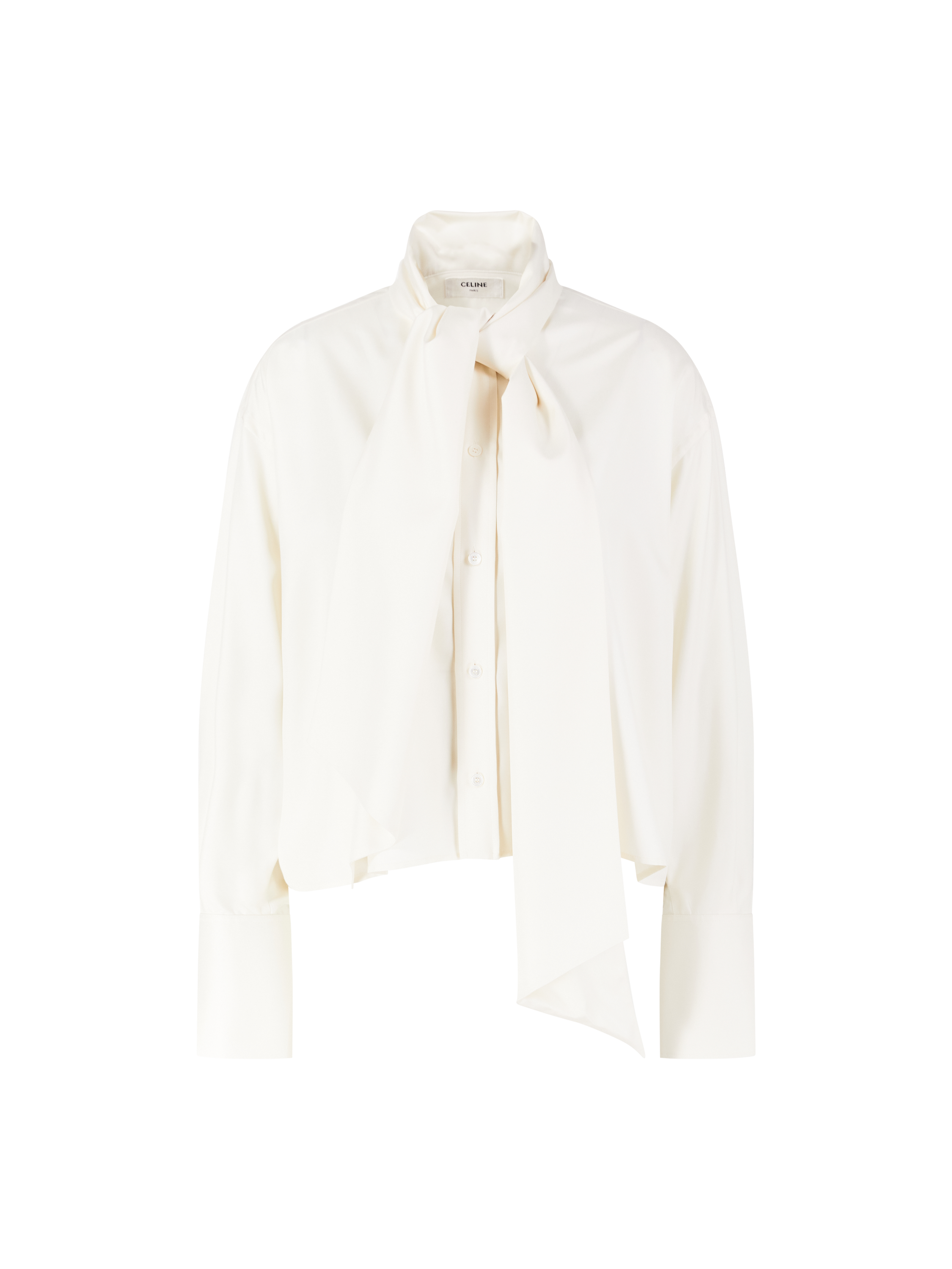 Lavallière-Bluse aus Seidengeorgette Crème