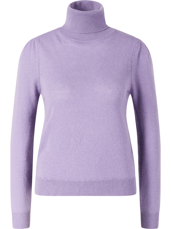 Cashmere-Pullover mit Rollkragen und Puffärmeln Violett