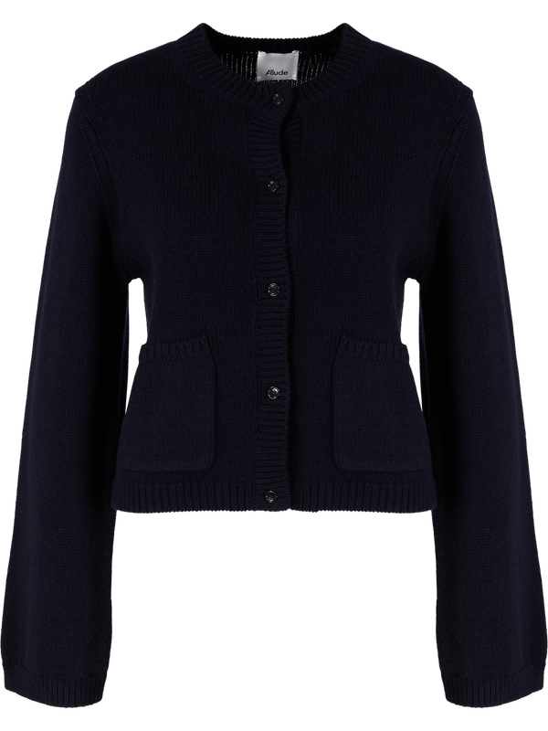 Wool-cashmere cardigan navy blue