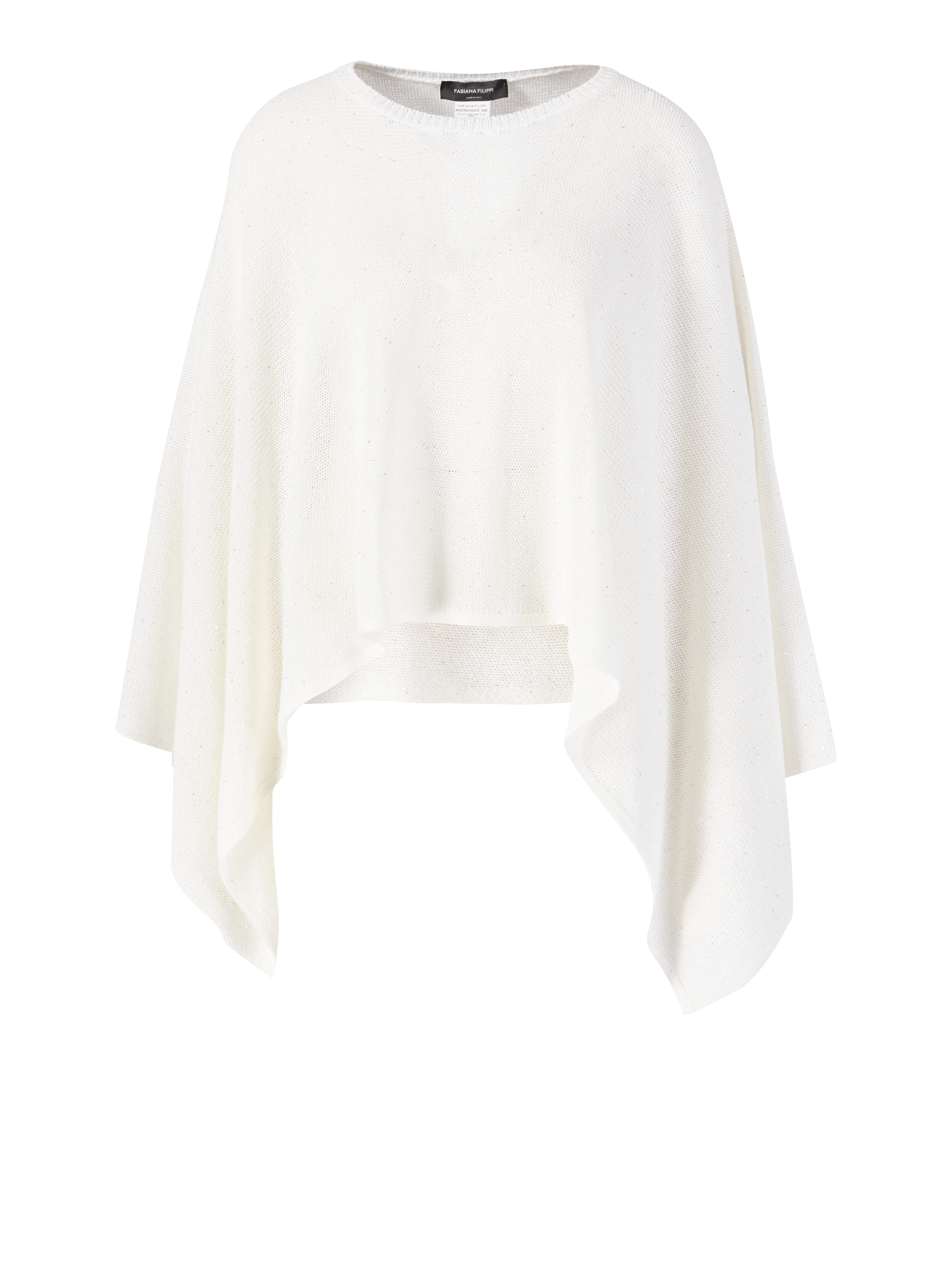  Cape-Pullover mit Pailletten Weiß