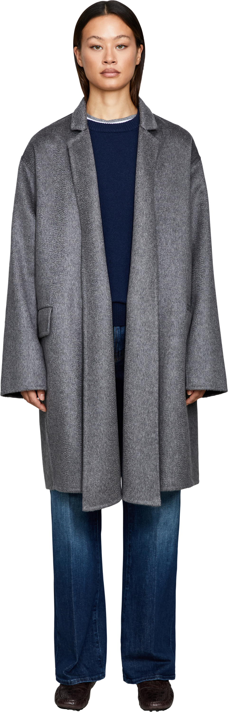 Colombo Cashmere-Mantel Grau, Frontansicht – UNGER.DE