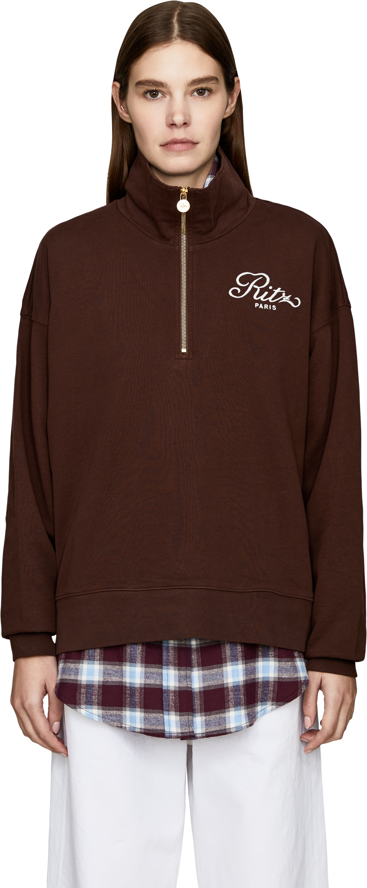 Frame Sweatshirt 'Frame x Ritz Paris' Braun, Frontansicht – UNGER.DE