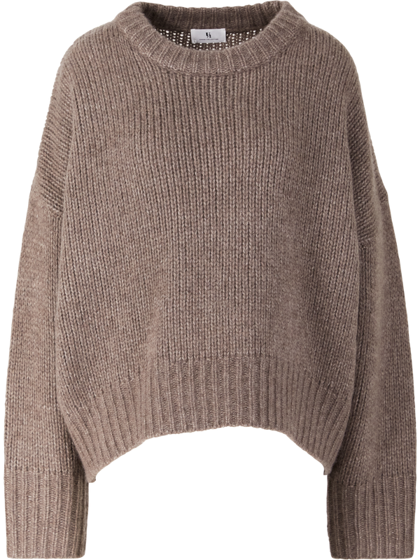 Cashmere-Seidenpullover mit Rundhalsausschnitt Beige Melange