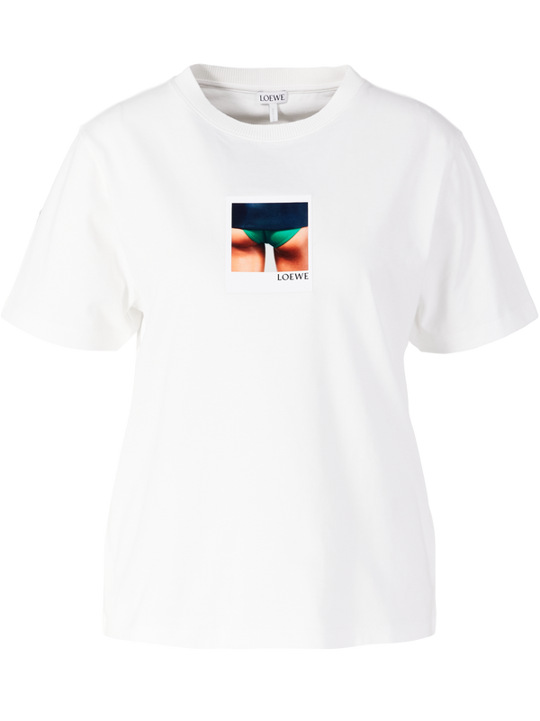 T-Shirt mit Fotoapplikation Weiß