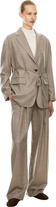Virgin wool blazer with Monili pearls, beige