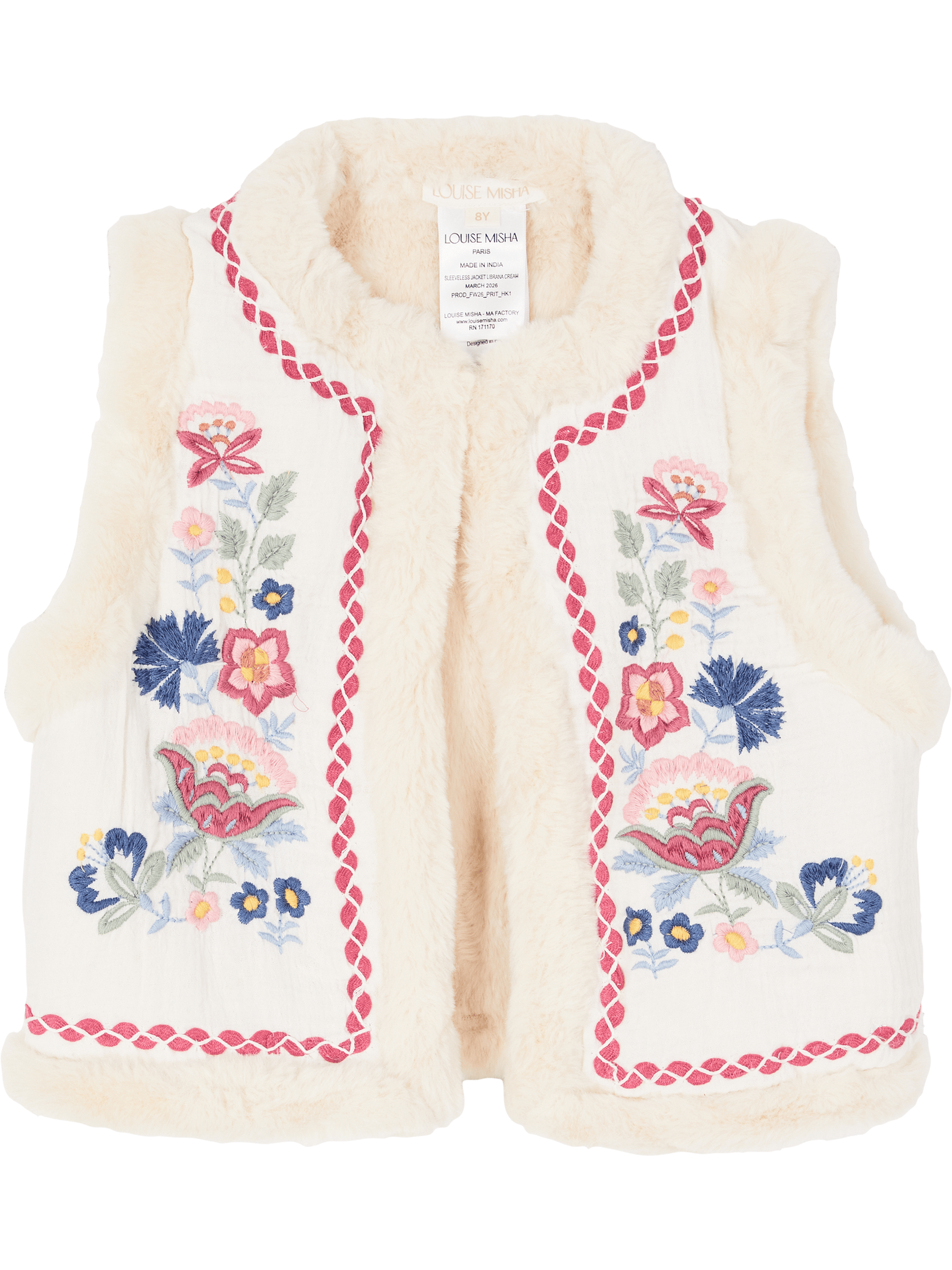Louise Misha 'Librana' Embroidered Waistcoat, Cream, Product view – UNGER.DE