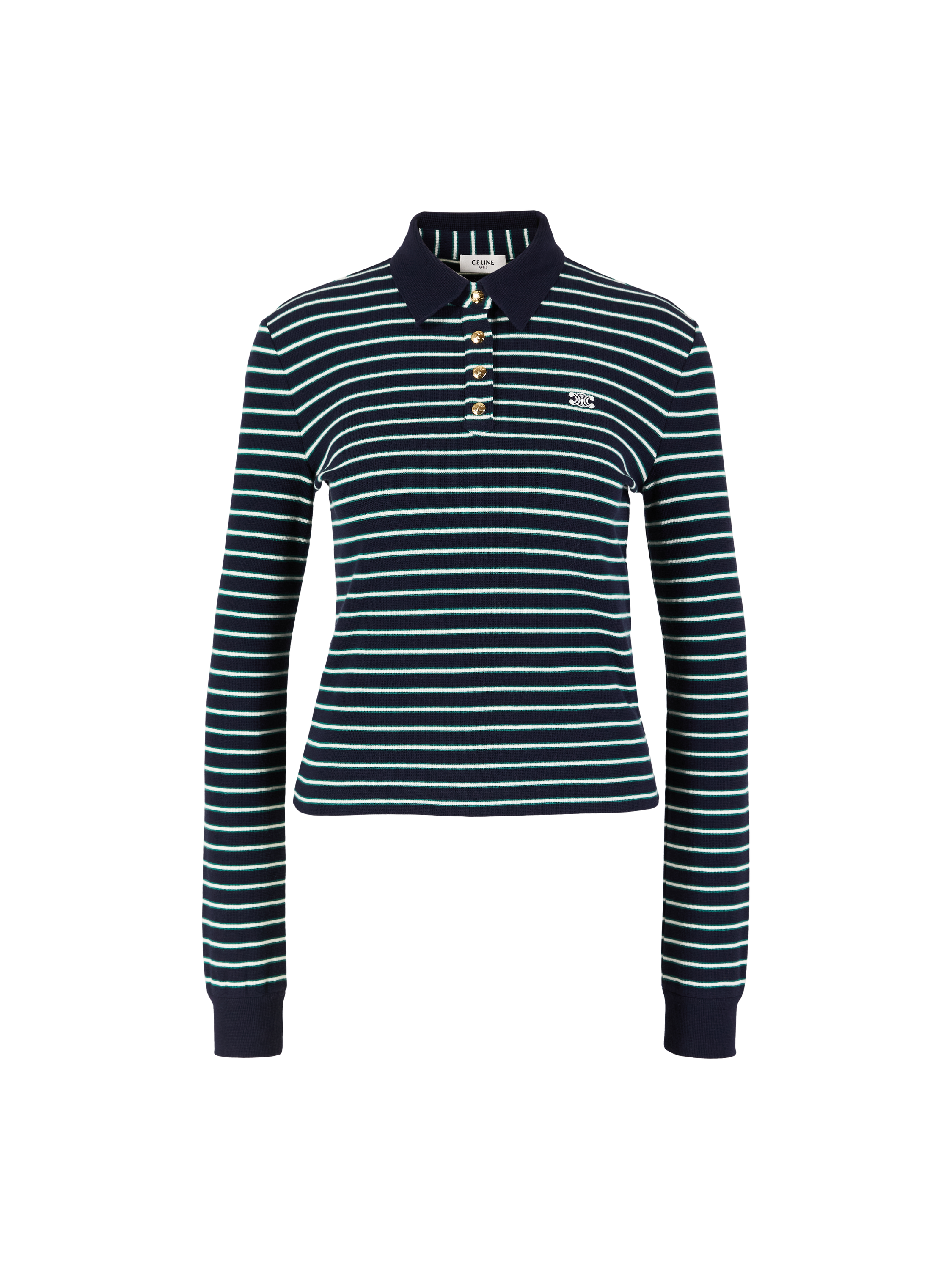 Gestreiftes Poloshirt mit Triomphe-Stickerei Marineblau/Weiß