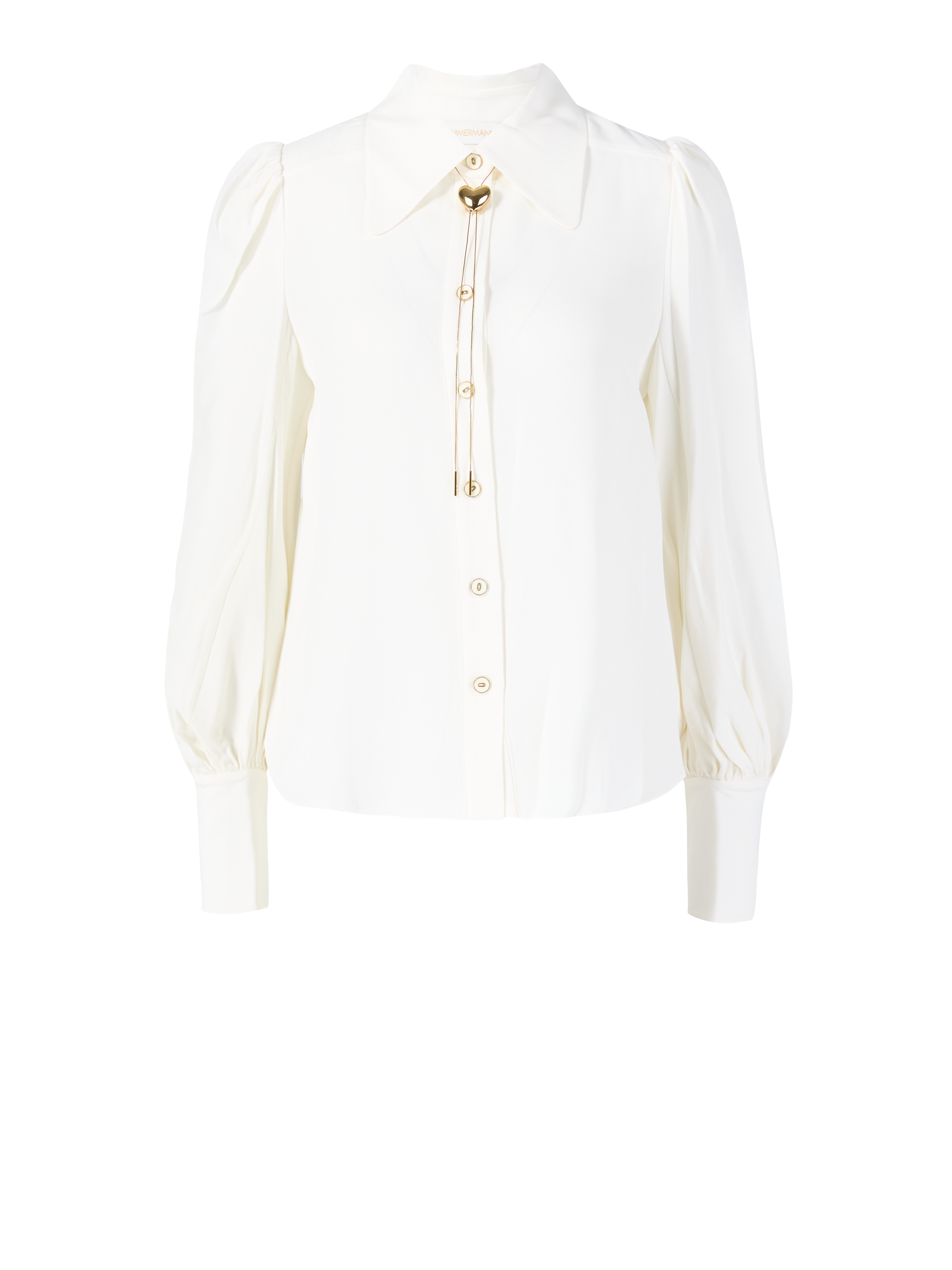 Bluse mit Herz-Bolo-Tie Crème