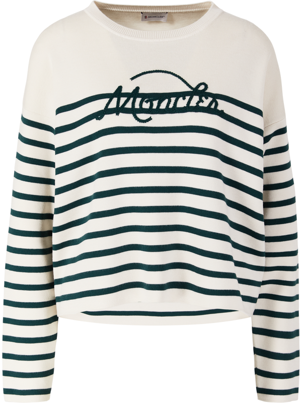 Striped woollen jumper in cream