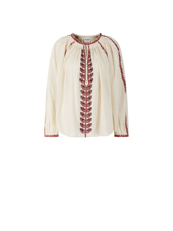 Bestickte Bluse 'Lena' Beige