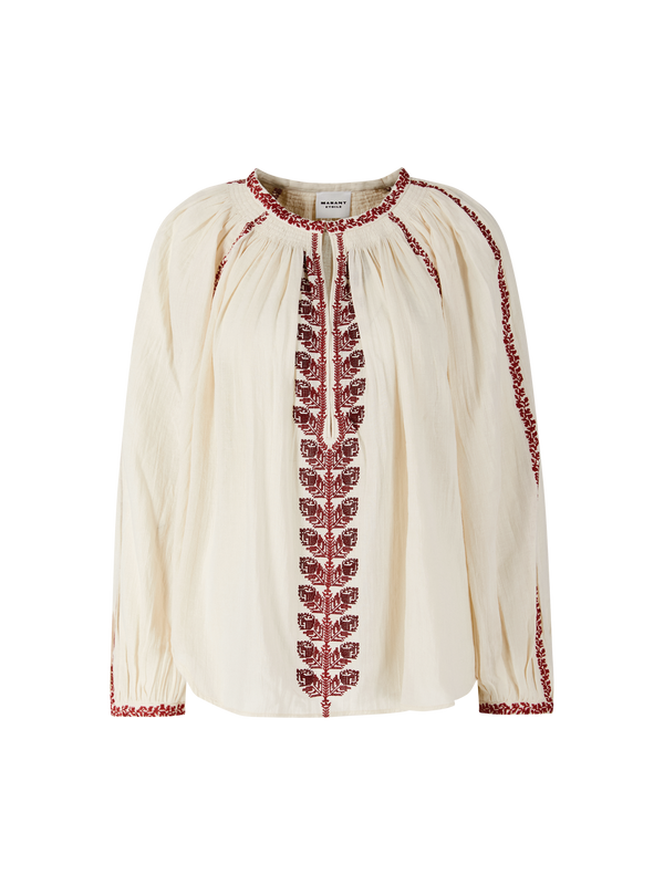 Bestickte Bluse 'Lena' Beige