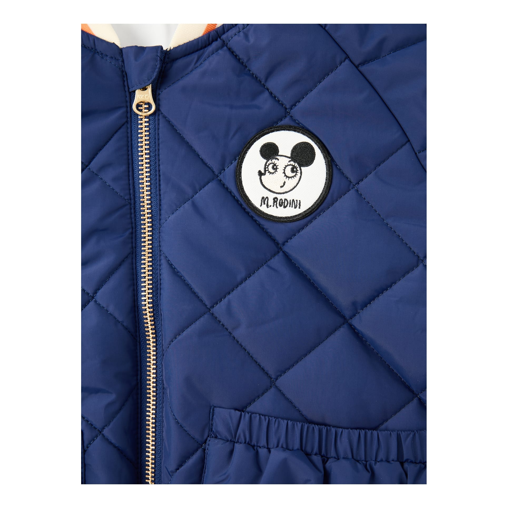 Mini Rodini Steppjacke 'Ritzratz Patch' Marineblau, Detailansicht – UNGER.DE