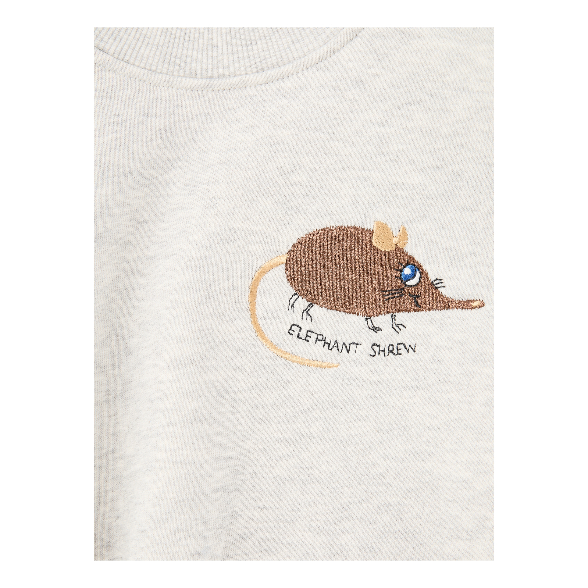 Mini Rodini Besticktes Sweatshirt 'Elephant shrew' Grau, Detailansicht – UNGER.DE