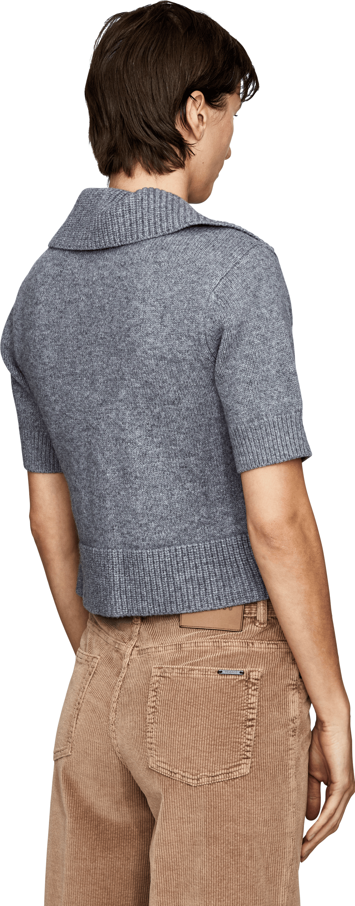 Frame 'The Doll' Grey Virgin Wool Cardigan, Back view – UNGER.DE
