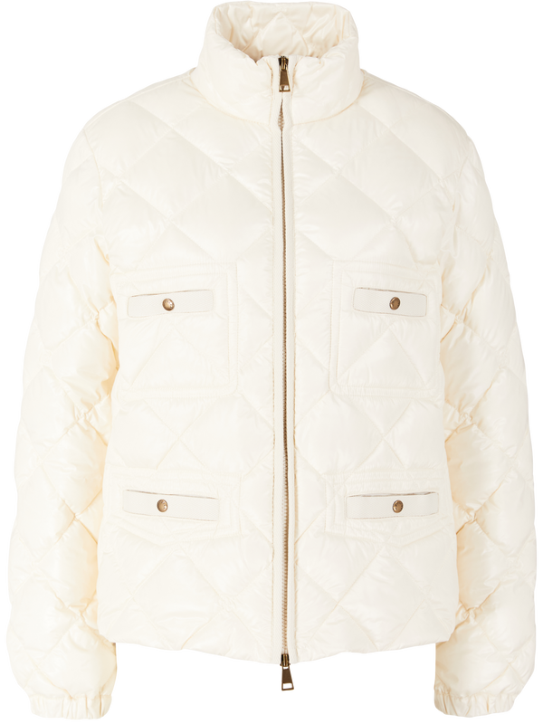 'Lavaret' short down jacket in cream lacquered nylon