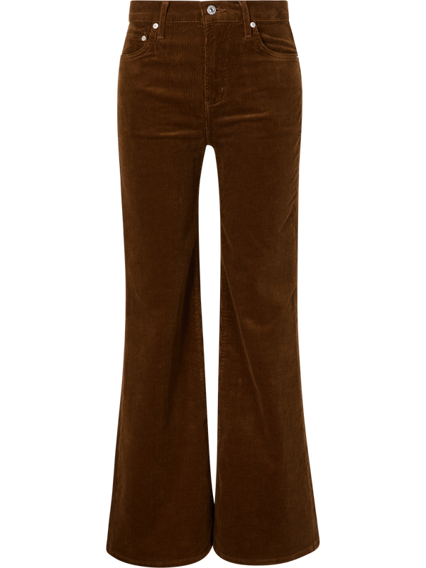 Fllared-leg corduroy trousers 'Kimberly 70 Flair' brown