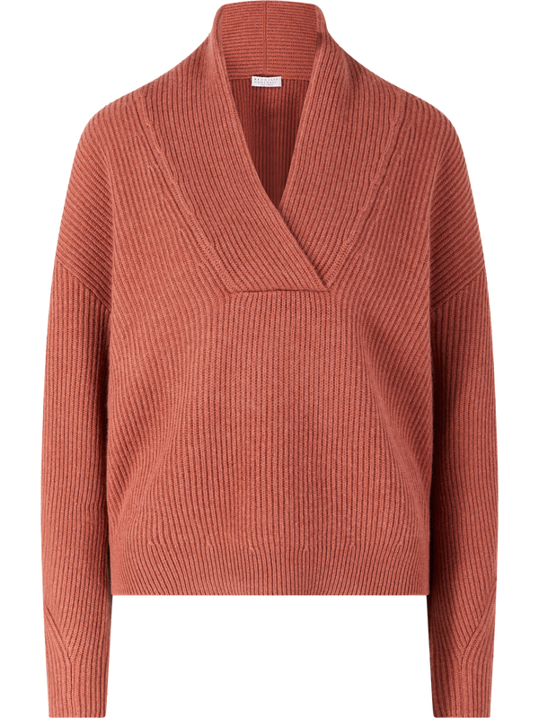 Cashmere-Pullover mit Monili Perlen Rot