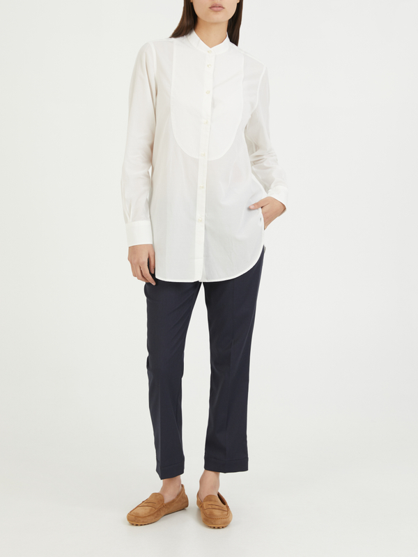 Bluse mit Offizierskragen 'Alida' Weiß