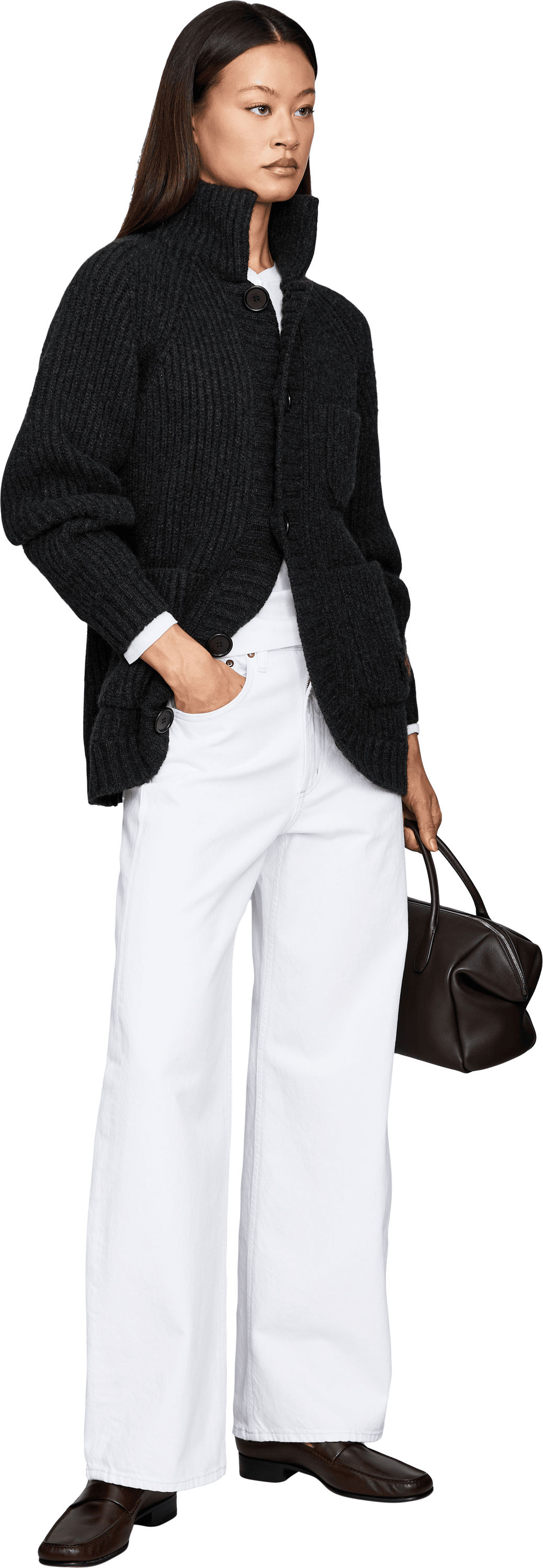 META CAMPANIA COLLECTIVE Cashmere-Strickjacke 'Michel' Anthrazit, Modelansicht – UNGER.DE