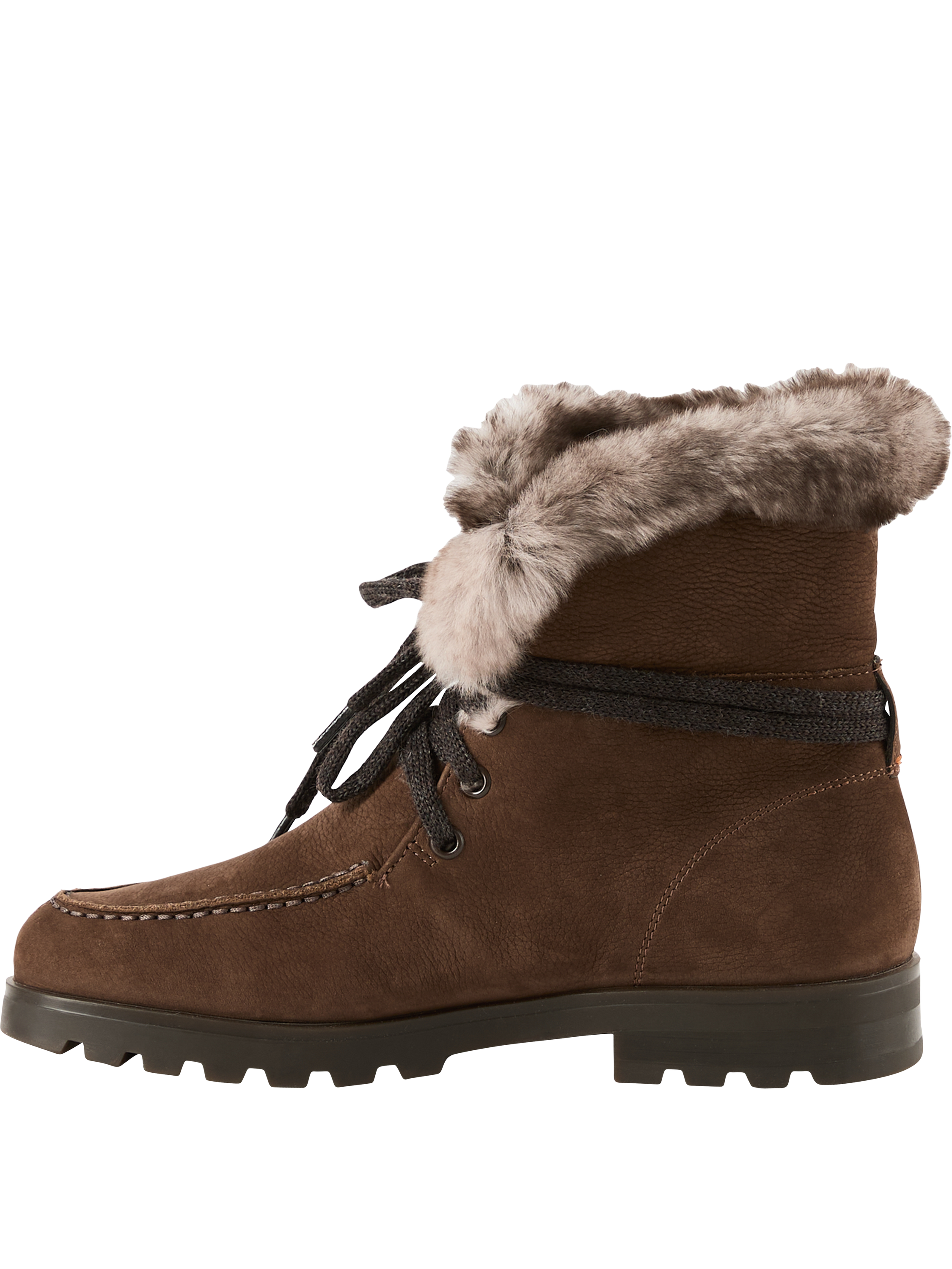 Santoni Stiefletten mit Shearling-Futter Dunkelbraun, Frontansicht – UNGER.DE