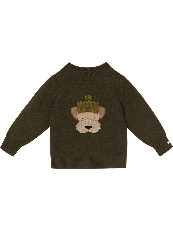 Strickpullover 'Terrier' aus Merinowolle Olivgrün