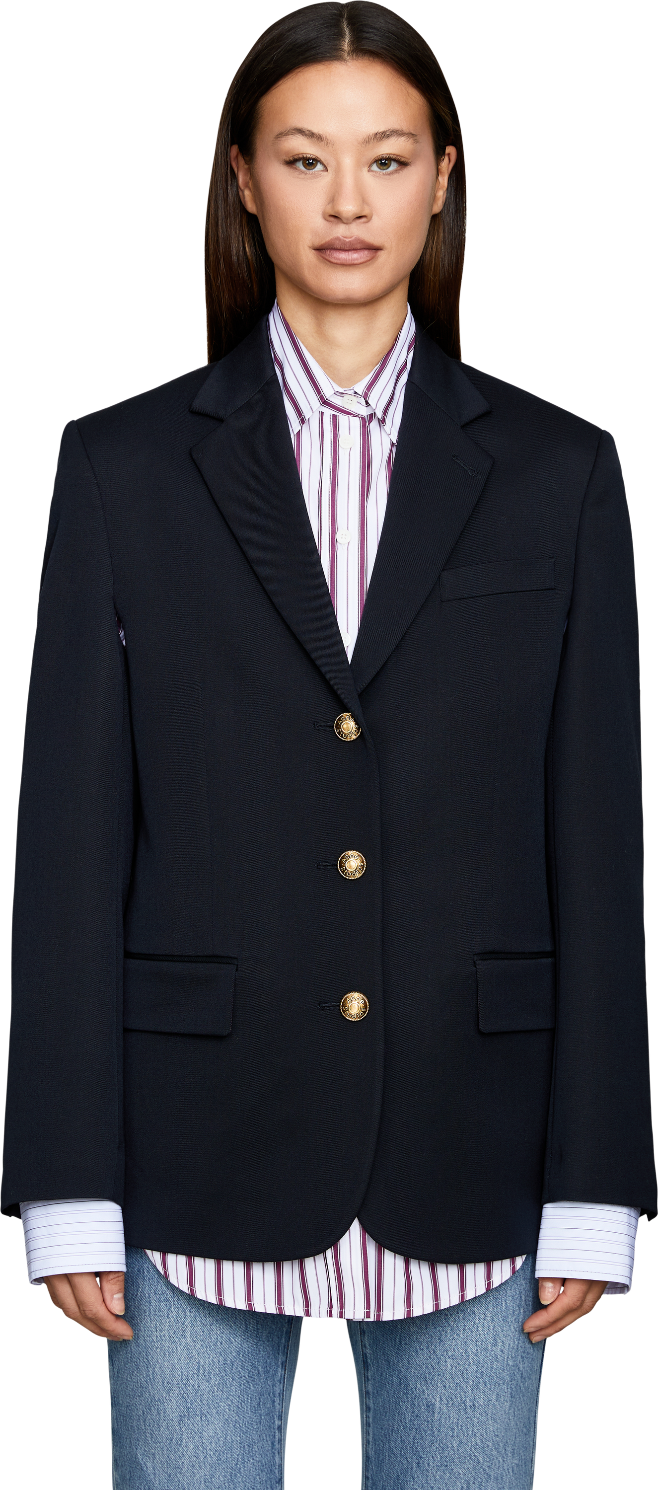 Acne Studios Blazer aus Wolle Marineblau, Frontansicht – UNGER.DE