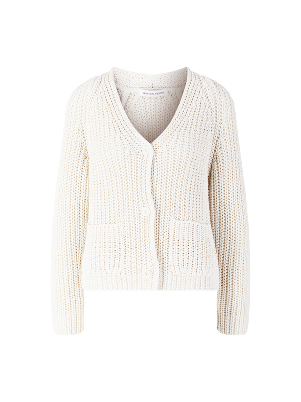 Strickjacke 'Aliva' aus Seide und Leinen Off White