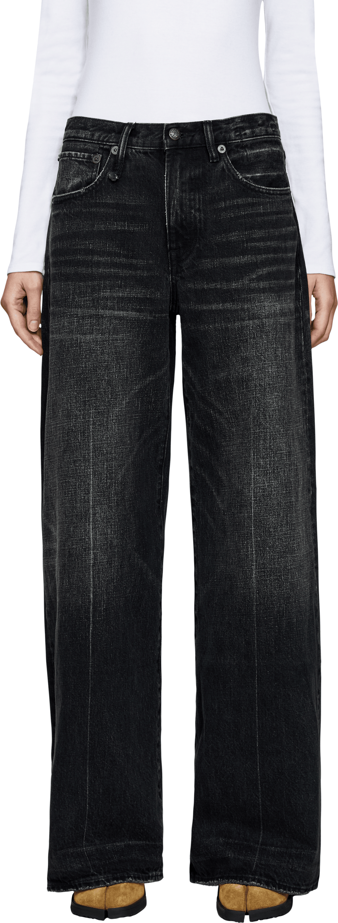 R13 Flare-Jeans 'D'arcy' Schwarz, Frontansicht – UNGER.DE