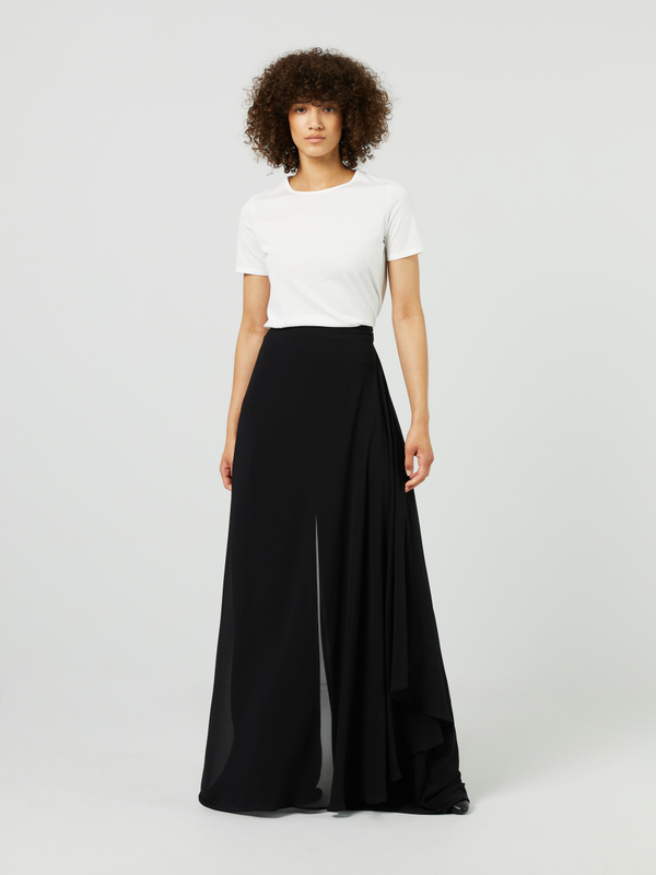 Hose mit Volant-Detail Schwarz
