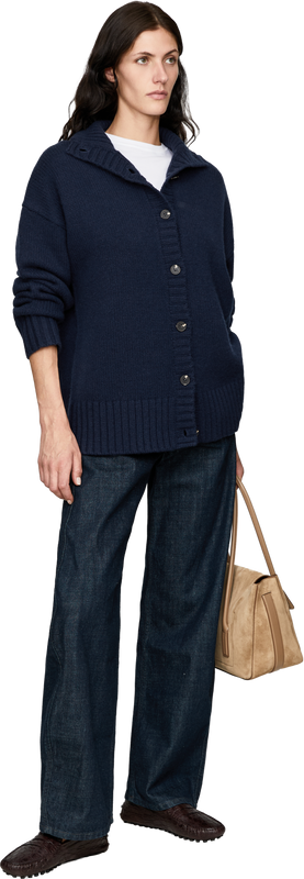 Cashmere-Strickjacke 'Luxe Troyer Cardigan Long' Midnight