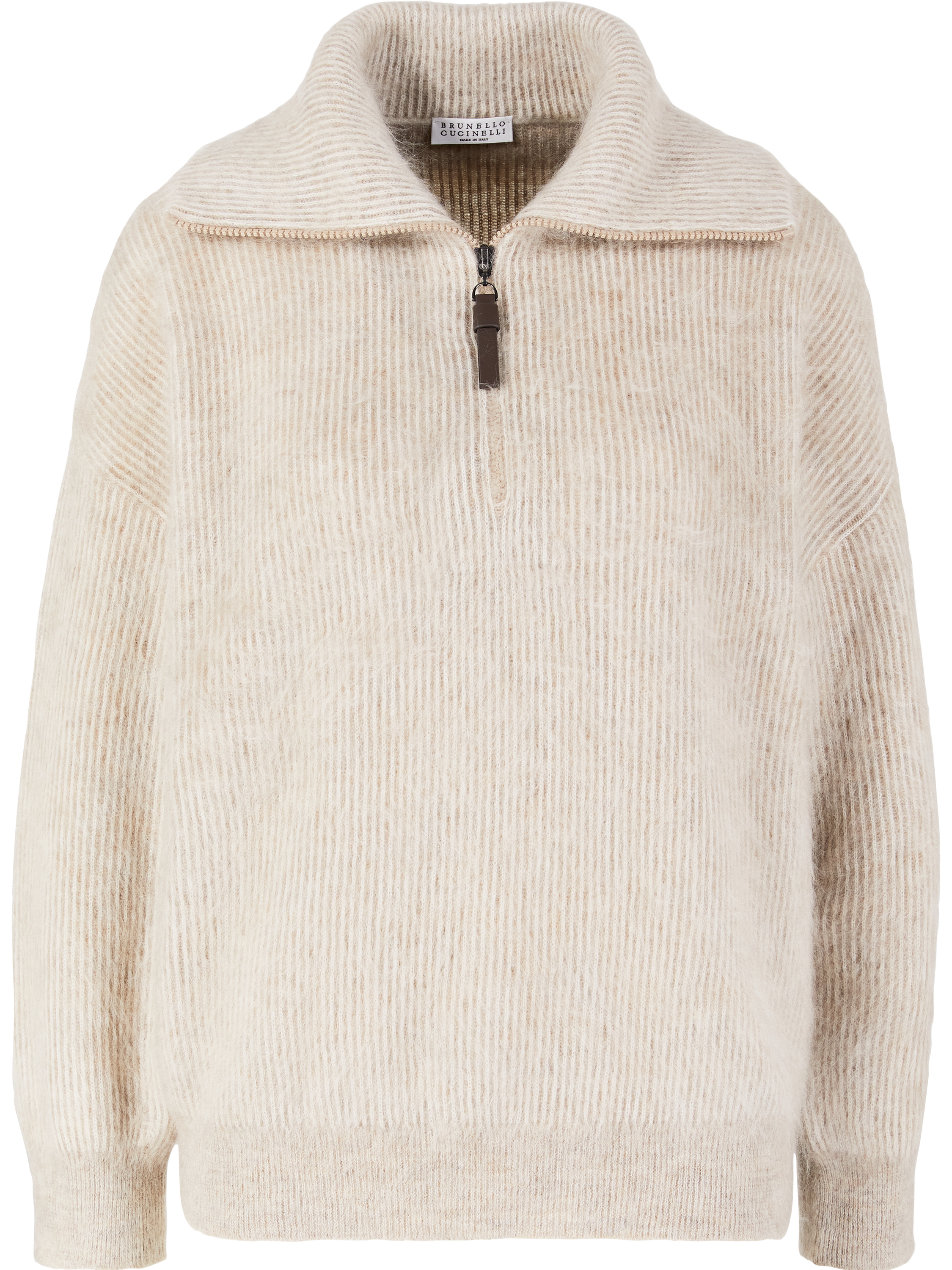 Brunello Cucinelli Beige zip-up turtleneck jumper, Product view – UNGER.DE