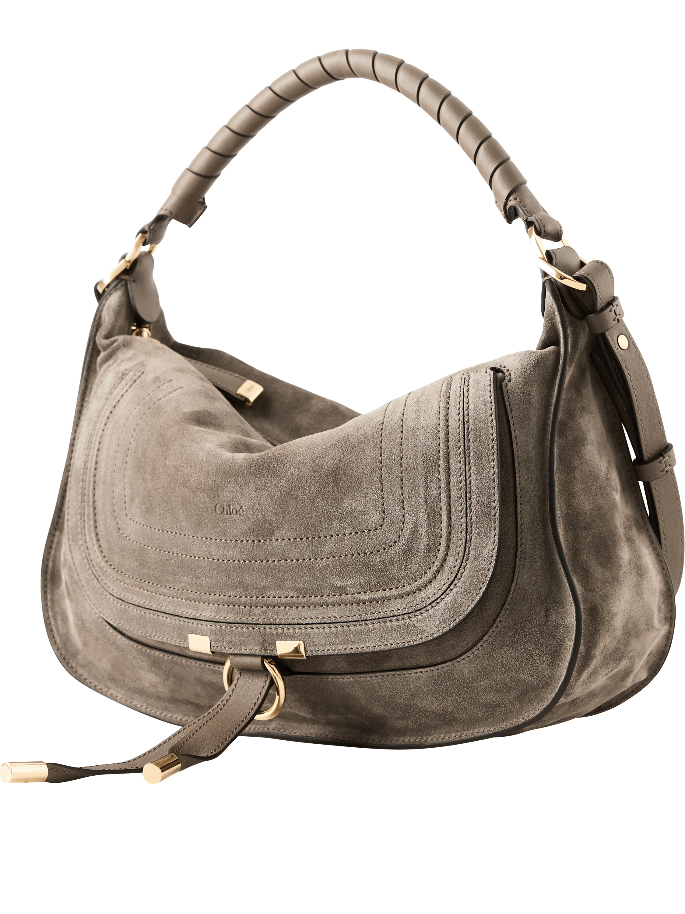 Chloé Handtasche 'Marcie Small' Nickel Grey, Frontansicht – UNGER.DE