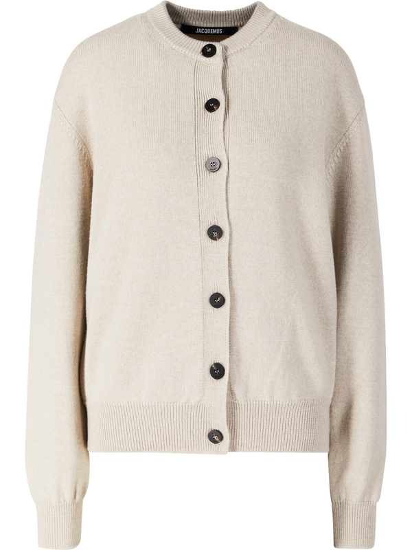 'Moulin' woollen cardigan with logo beige