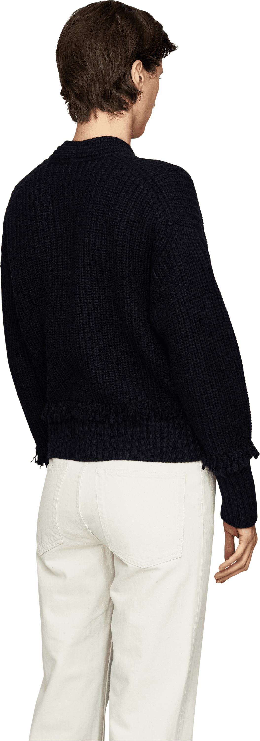 Iris von Arnim Philipa Fringes’ Navy Cashmere Cardigan, Back view – UNGER.DE
