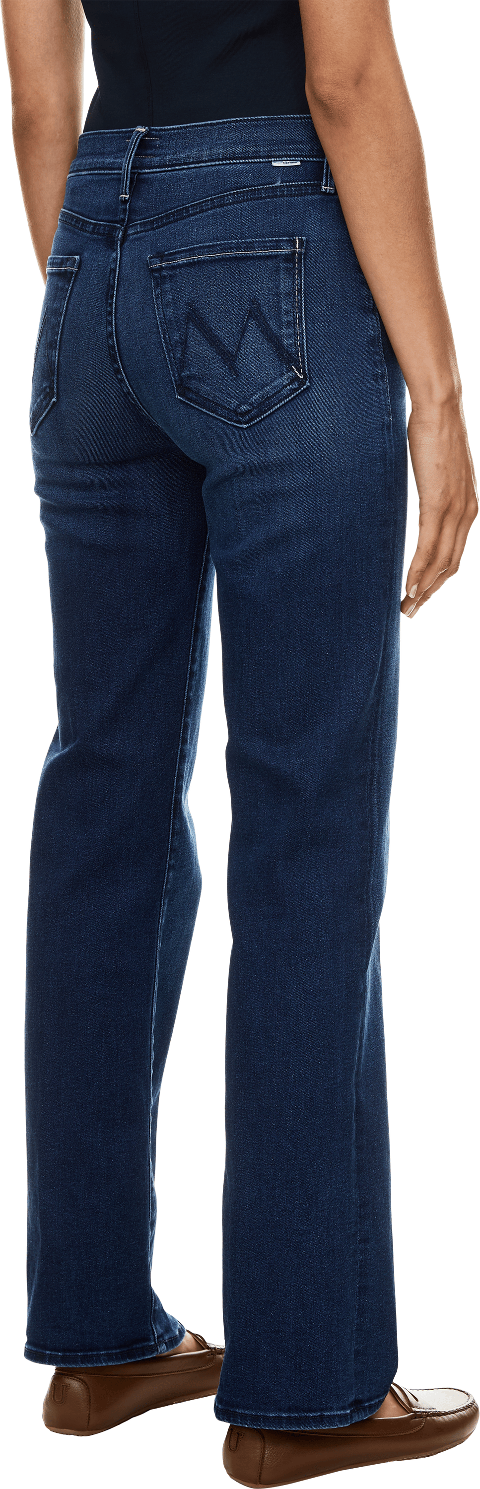 Mother Straight-Leg Jeans 'The Kick It' Mittelblau, Rückansicht – UNGER.DE
