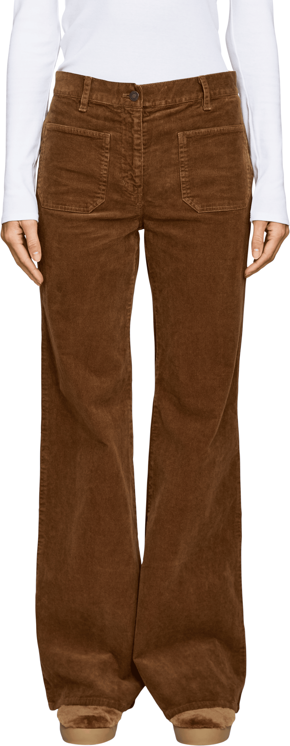 NILI LOTAN Boot-Cut Hose 'Florence' Dunkelbraun, Frontansicht – UNGER.DE