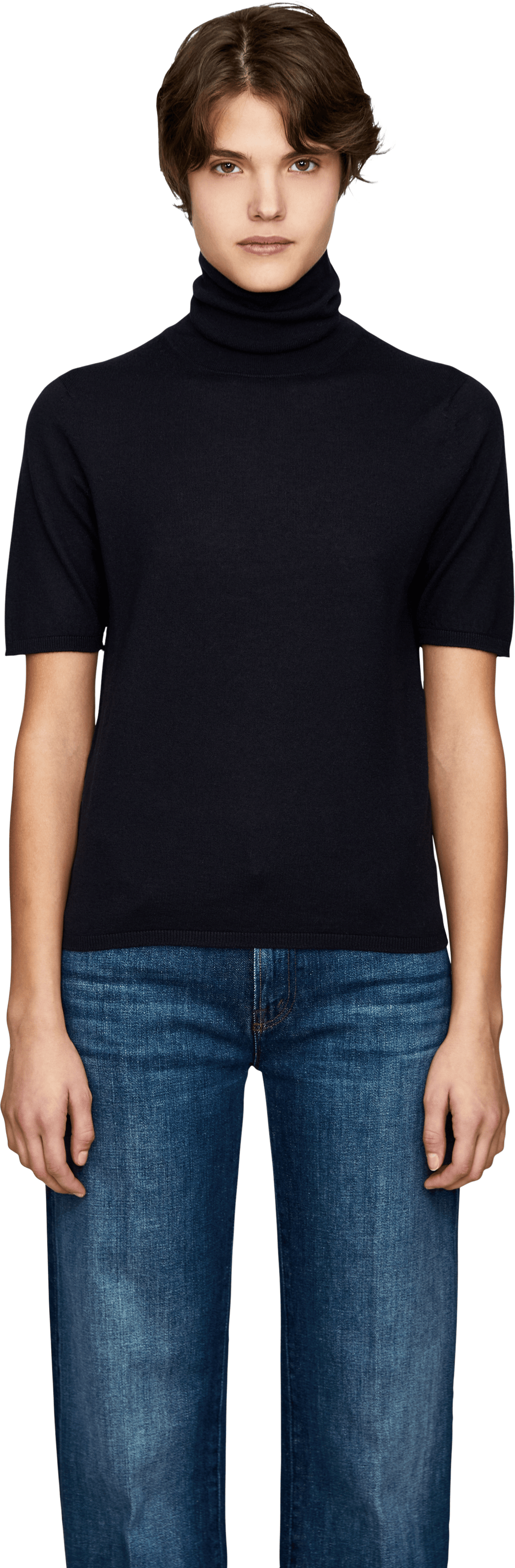 Iris von Arnim 'Rockdale Short' cashmere T-shirt in navy, Front view – UNGER.DE