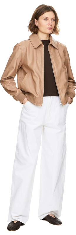 Bomberjacke aus Lammleder Beige