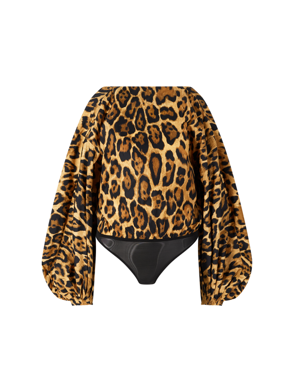 Rückfreierer Body mit Leopardenmuster Braun