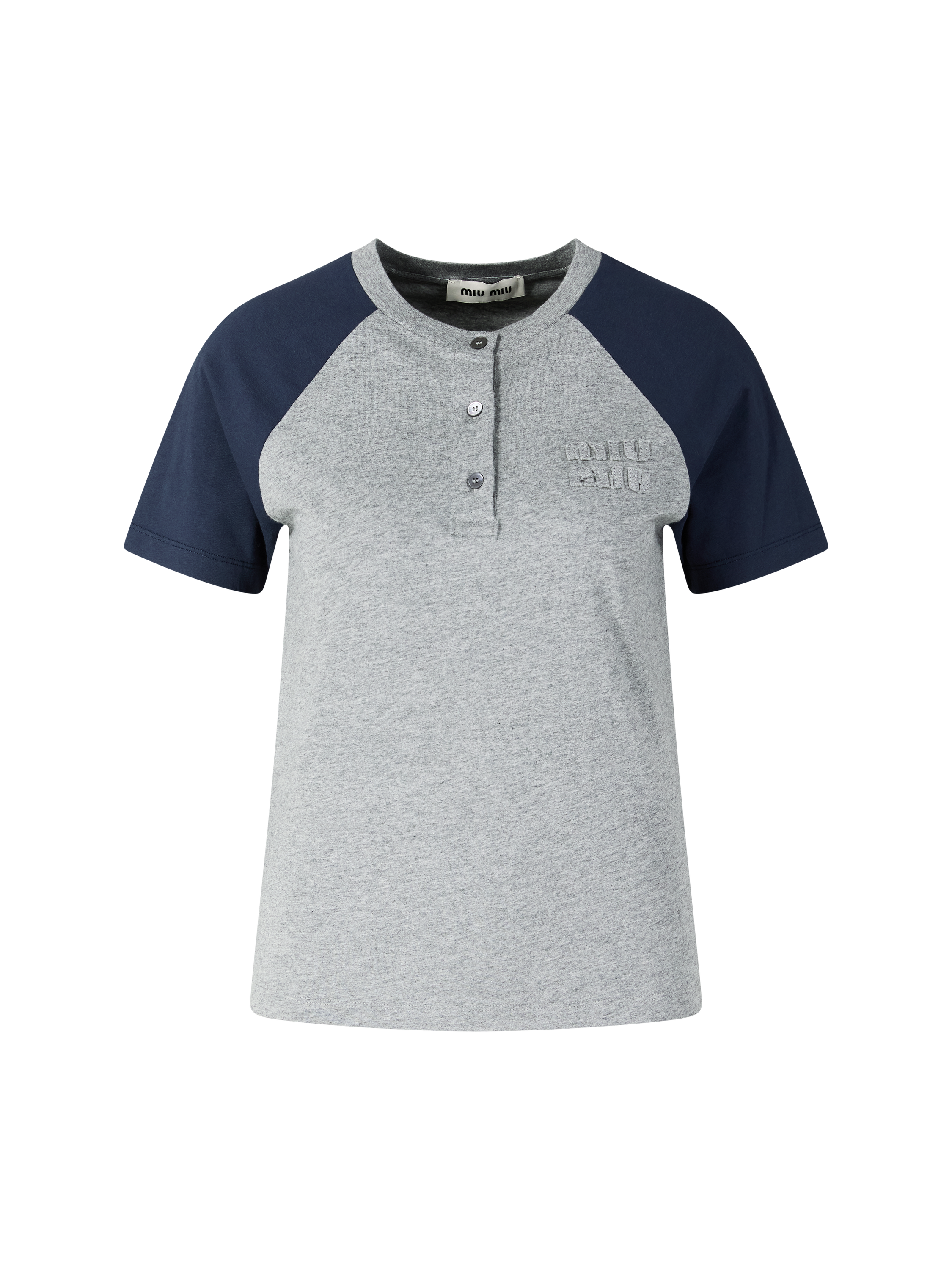 T-Shirt mit Sticklogo Grau