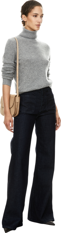 Grey cashmere jumper with a roll neck