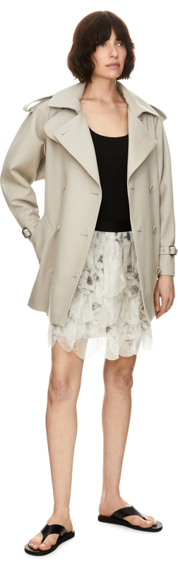 Floraler Seidenrock 'Talco' Hellgrau