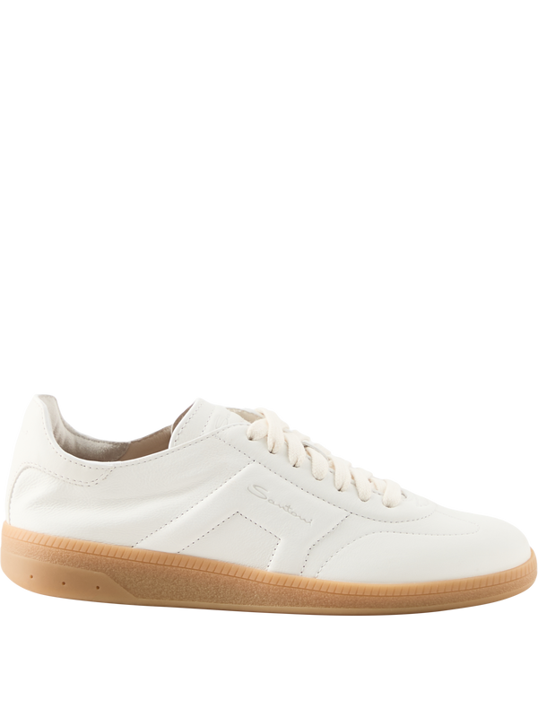 'Cubew' leather trainers in white