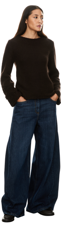 'Jylliana Embroidery' cashmere and silk jumper in chocolate