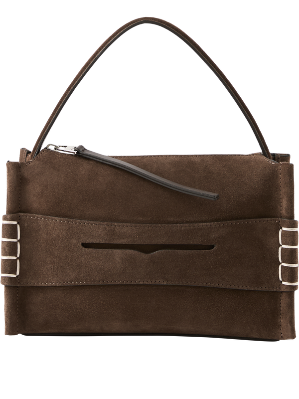Schultertasche 'Small Messenger Loafer' aus Veloursleder Dunkelbraun