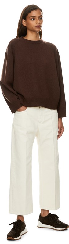 Cashmere-Pullover mit Monili-Perlen Dunkelbraun